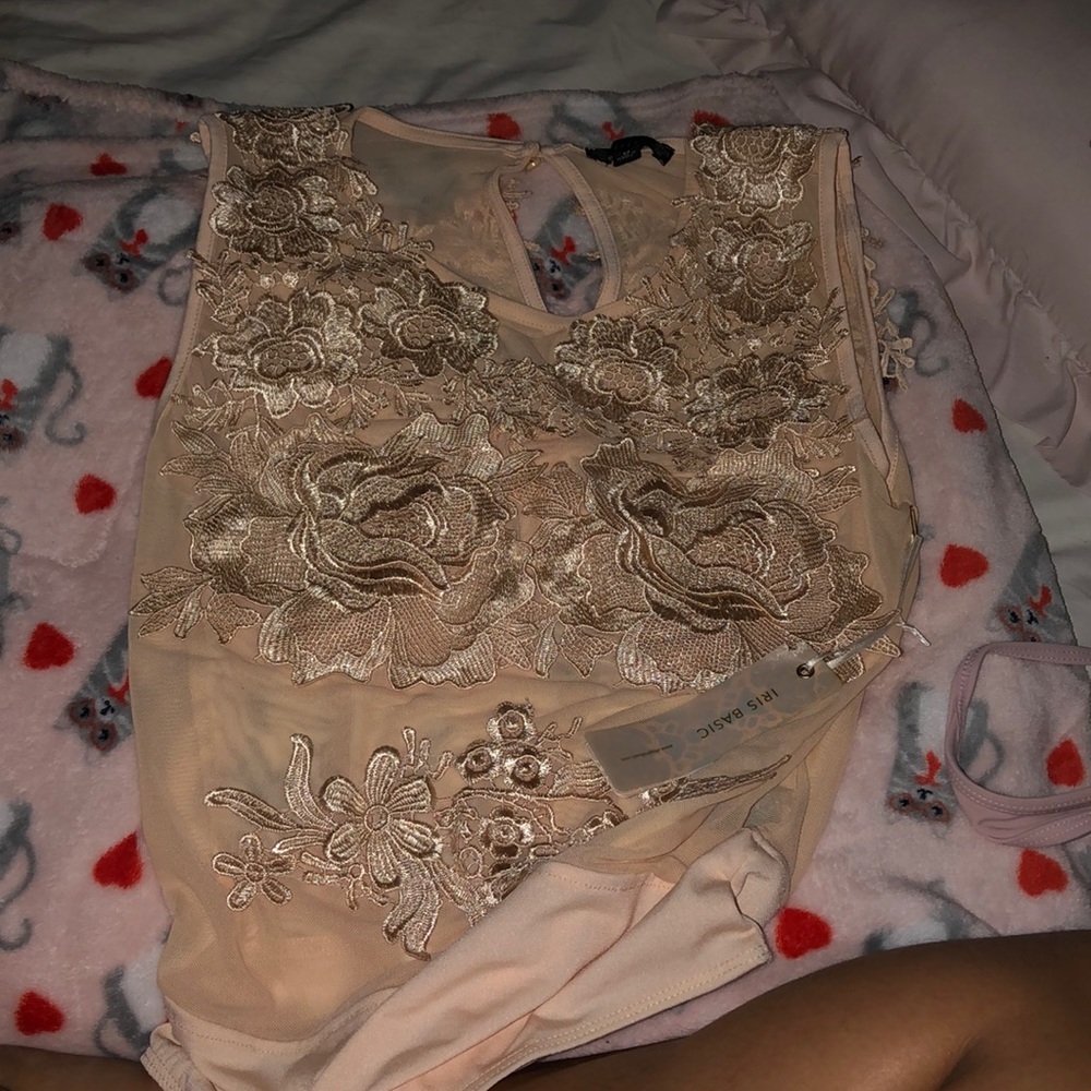 Sexy Floral cream color bodysuit